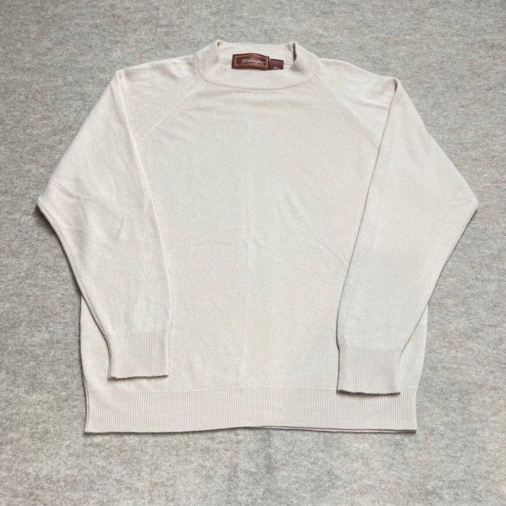 Vintage Made in USA Worthington Cream Crewneck Sweater Raglan Sleeve Sz L EUC